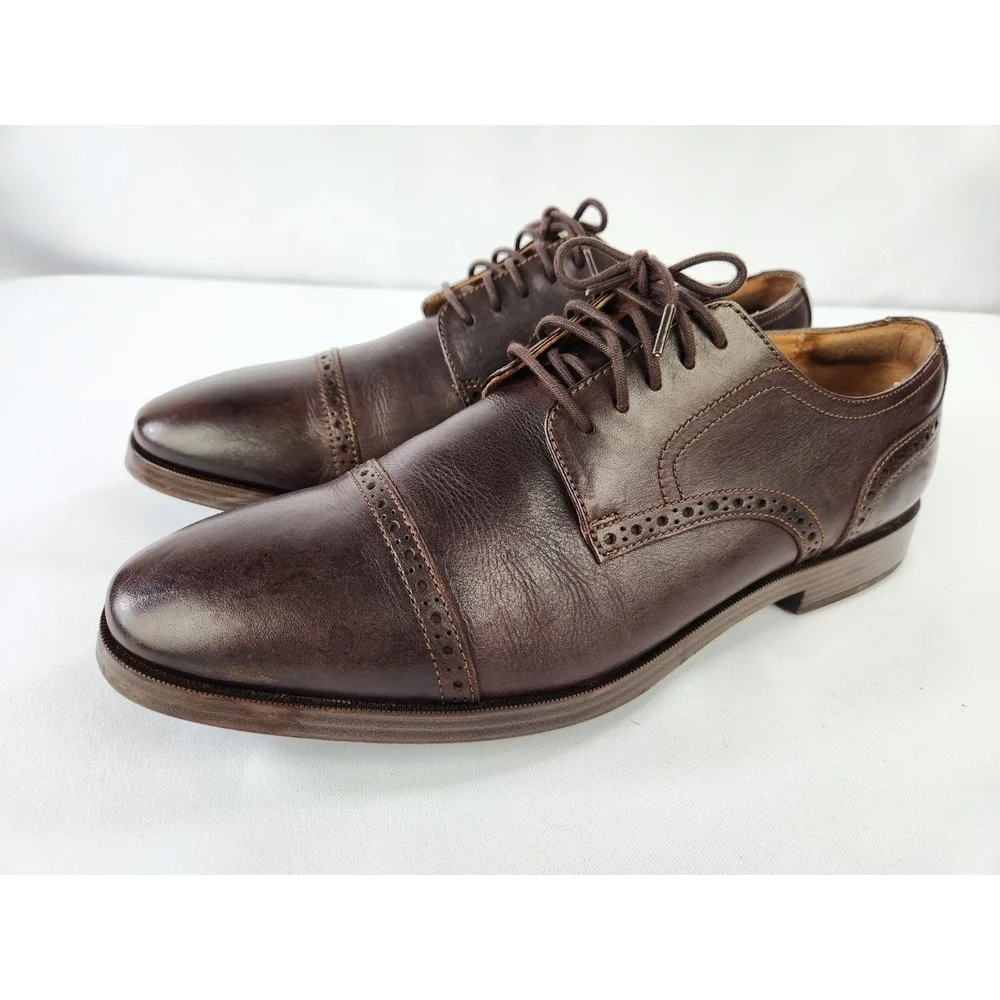 Cole Haan GRAND OS Brown Leather Oxfords Cap Toe Dress Shoes Lace Up Men's 9.5 M